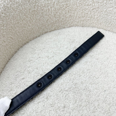 Dior 30 Montaigne Reversible Women Belt in Blue Smooth Calfskin / Dior Oblique Canvas and GHW