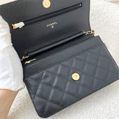 Chanel Classic Wallet on Chain WOC in Black Caviar GHW