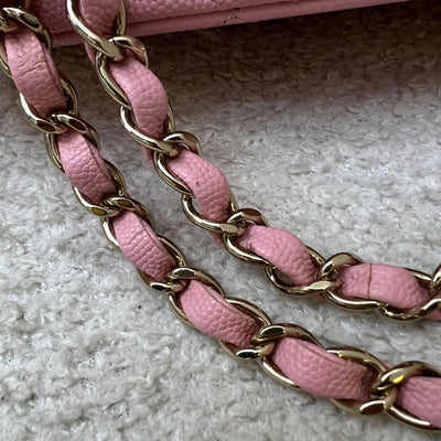 Chanel Small Classic Flap CF in 22C Sakura Pink Caviar and LGHW (Model: A01113)