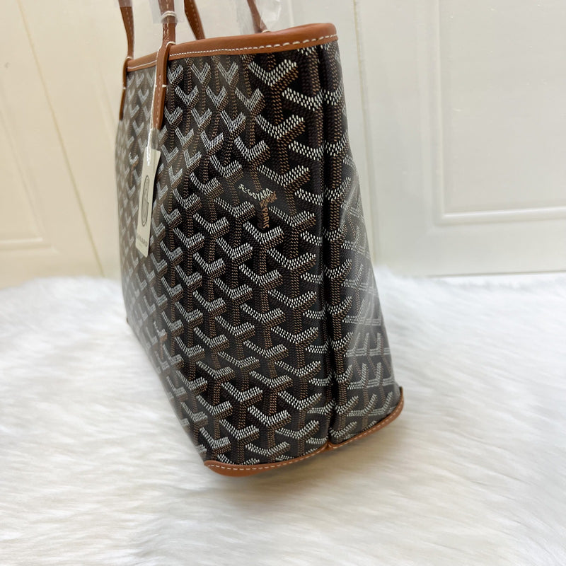 Goyard Artois PM Tote in Black Signature Goyardine Canvas and Tan Trim