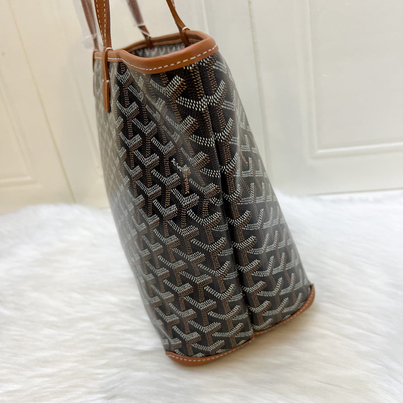 Goyard Artois PM Tote in Black Signature Goyardine Canvas and Tan Trim