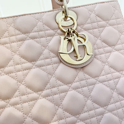 Dior Large Lady Dior in Nude Pink Lambskin and LGHW