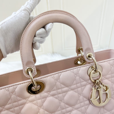 Dior Large Lady Dior in Nude Pink Lambskin and LGHW