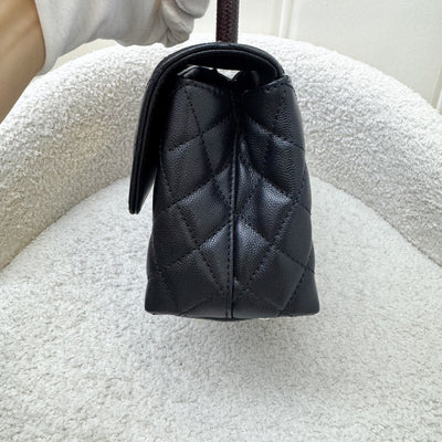 Chanel Small (24cm) Coco handle in Black Caviar, Burgundy Lizard Embossed Calfskin Handle and LGHW (Model: A92990)