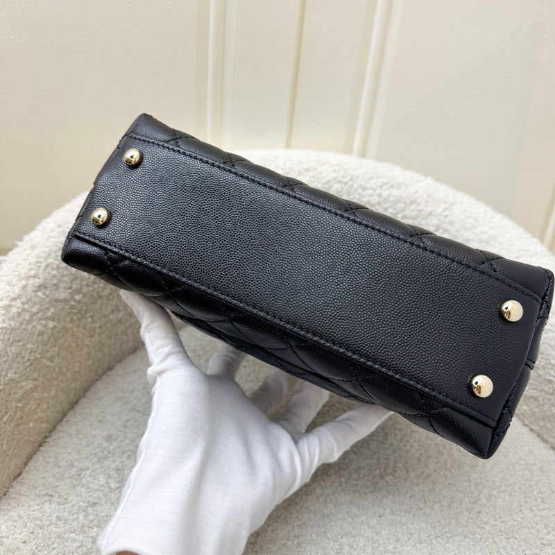 Chanel Small (24cm) Coco handle in Black Caviar, Burgundy Lizard Embossed Calfskin Handle and LGHW (Model: A92990)