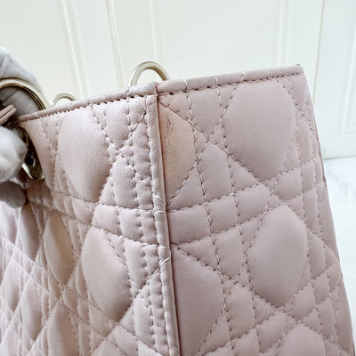 Dior Large Lady Dior in Nude Pink Lambskin and LGHW