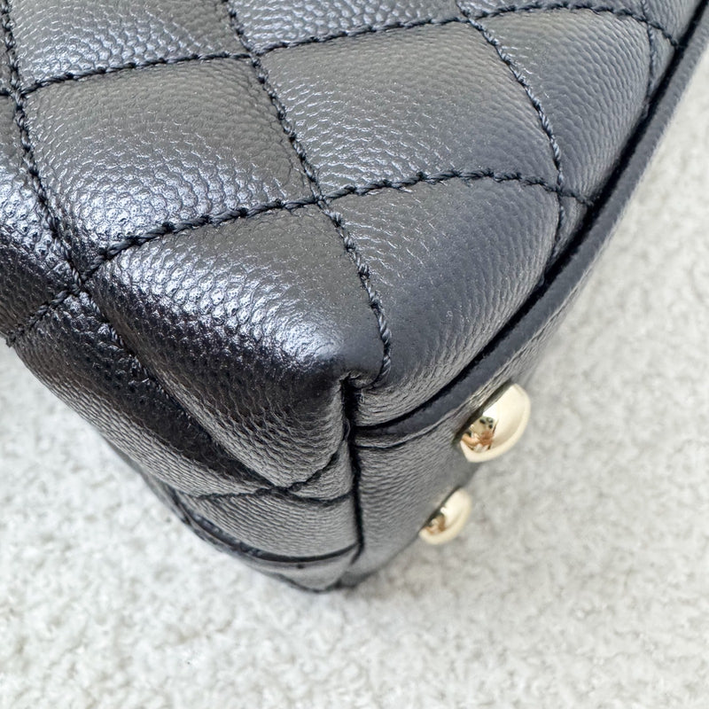 Chanel Small (24cm) Coco handle in Black Caviar, Burgundy Lizard Embossed Calfskin Handle and LGHW (Model: A92990)