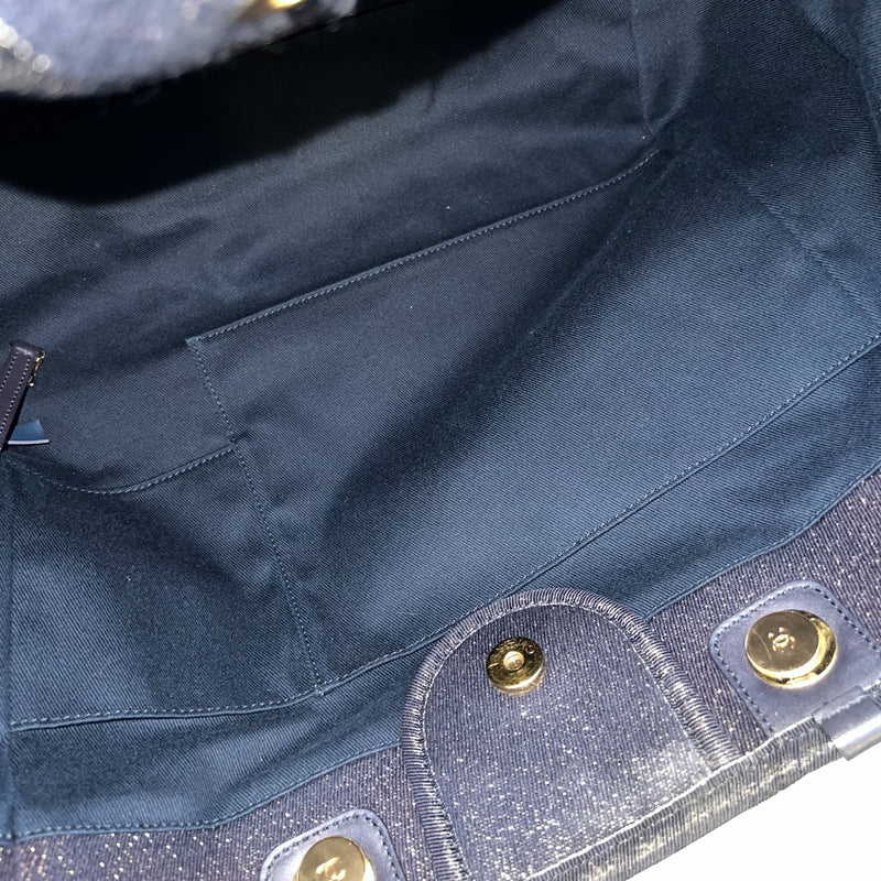 Chanel Large Deauville Tote in Navy Fabric, Glittery Threading and LGHW (Model: A66941)
