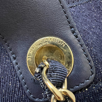 Chanel Large Deauville Tote in Navy Fabric, Glittery Threading and LGHW (Model: A66941)