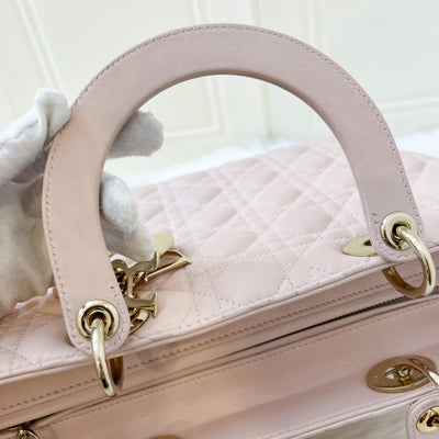 Dior Large Lady Dior in Nude Pink Lambskin and LGHW