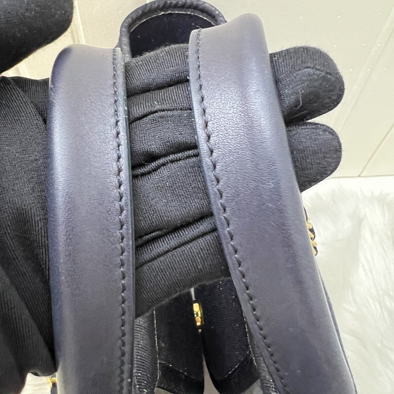 Chanel Large Deauville Tote in Navy Fabric, Glittery Threading and LGHW (Model: A66941)