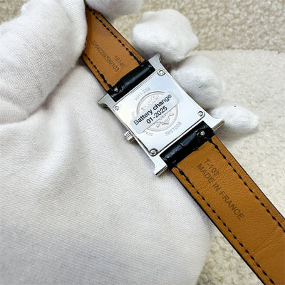 Hermes Heure H PM Watch with Diamond Markers and Black Alligator Strap