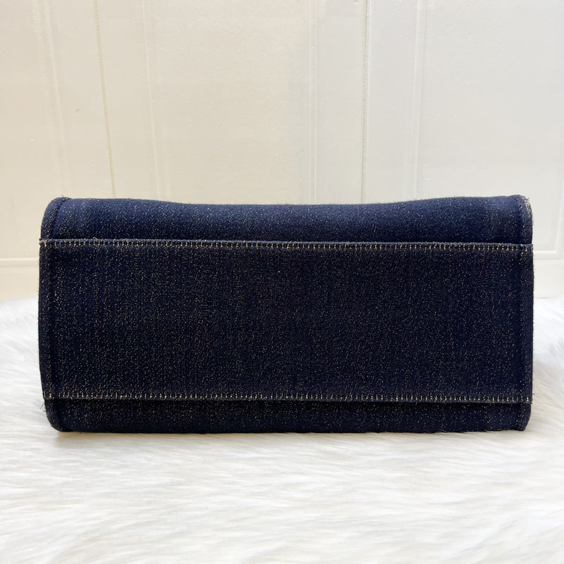 Chanel Large Deauville Tote in Navy Fabric, Glittery Threading and LGHW (Model: A66941)