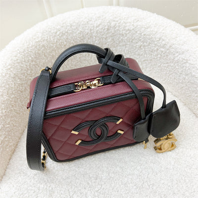 Chanel Filigree Small Vanity in Burgundy Black Trimming Caviar and AGHW