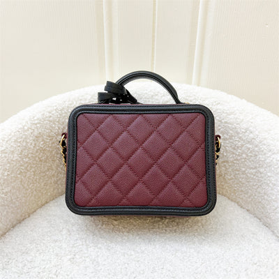 Chanel Filigree Small Vanity in Burgundy Black Trimming Caviar and AGHW