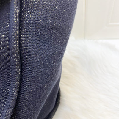 Chanel Large Deauville Tote in Navy Fabric, Glittery Threading and LGHW (Model: A66941)