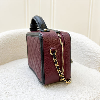 Chanel Filigree Small Vanity in Burgundy Black Trimming Caviar and AGHW