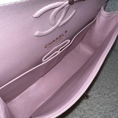 Chanel Small Classic Flap CF in 21S Rose Clair Lilac Pink Caviar and LGHW (Model: A01113)