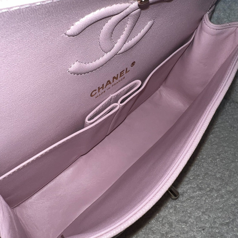 Chanel Small Classic Flap CF in 21S Rose Clair Lilac Pink Caviar and LGHW (Model: A01113)