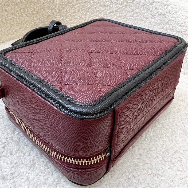 Chanel Filigree Small Vanity in Burgundy Black Trimming Caviar and AGHW