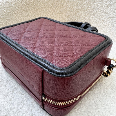 Chanel Filigree Small Vanity in Burgundy Black Trimming Caviar and AGHW