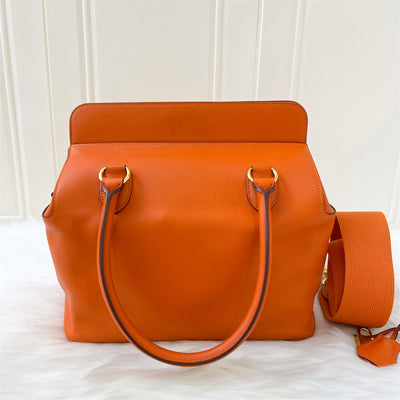 Hermes Toolbox 26 in Orange Evercolor Leather GHW