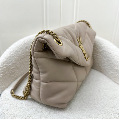 Saint Laurent YSL Small Loulou Puffer Bag in Beige Lambskin and GHW