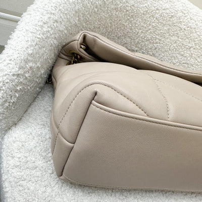 Saint Laurent YSL Small Loulou Puffer Bag in Beige Lambskin and GHW