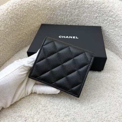 Chanel 24K Bifold Wallet in Black Caviar and LGHW (Model: AP4085)