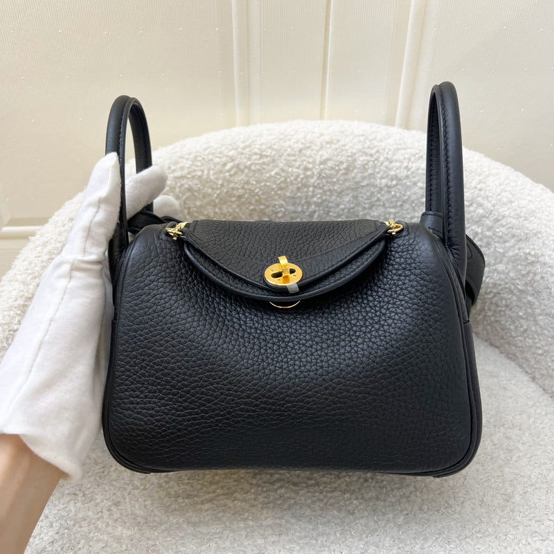 Hermes Mini Lindy in Noir Black Clemence Leather and GHW