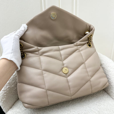 Saint Laurent YSL Small Loulou Puffer Bag in Beige Lambskin and GHW