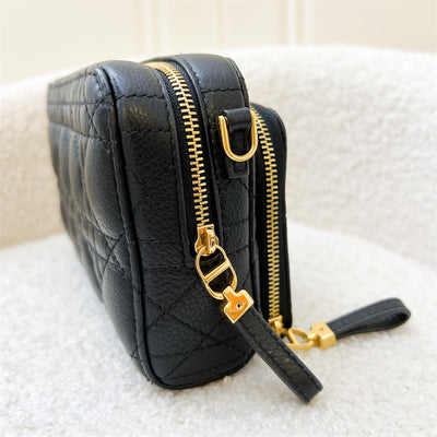 Dior Caro Pouch / Wallet on Chain WOC in Black Cannage Calfskin and GHW