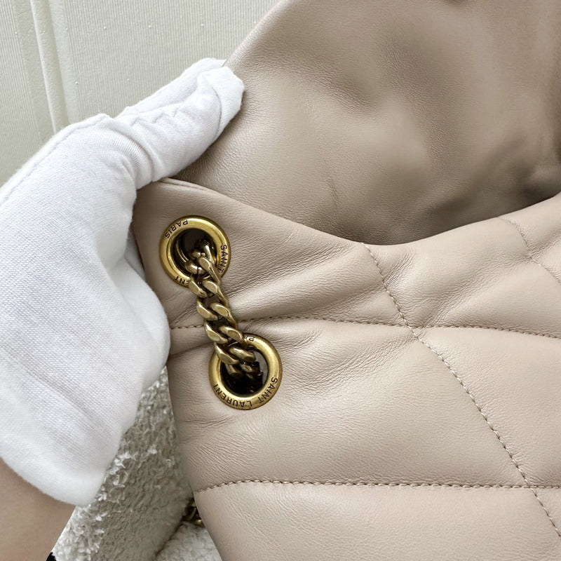 Saint Laurent YSL Small Loulou Puffer Bag in Beige Lambskin and GHW