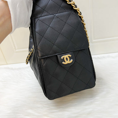 Chanel 25 Small Hobo Bag in Black Caviar and AGHW (Model: AS5293)