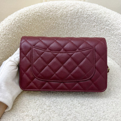 Chanel Classic Wallet on Chain WOC in Burgundy Caviar and LGHW (Model: AP0250)