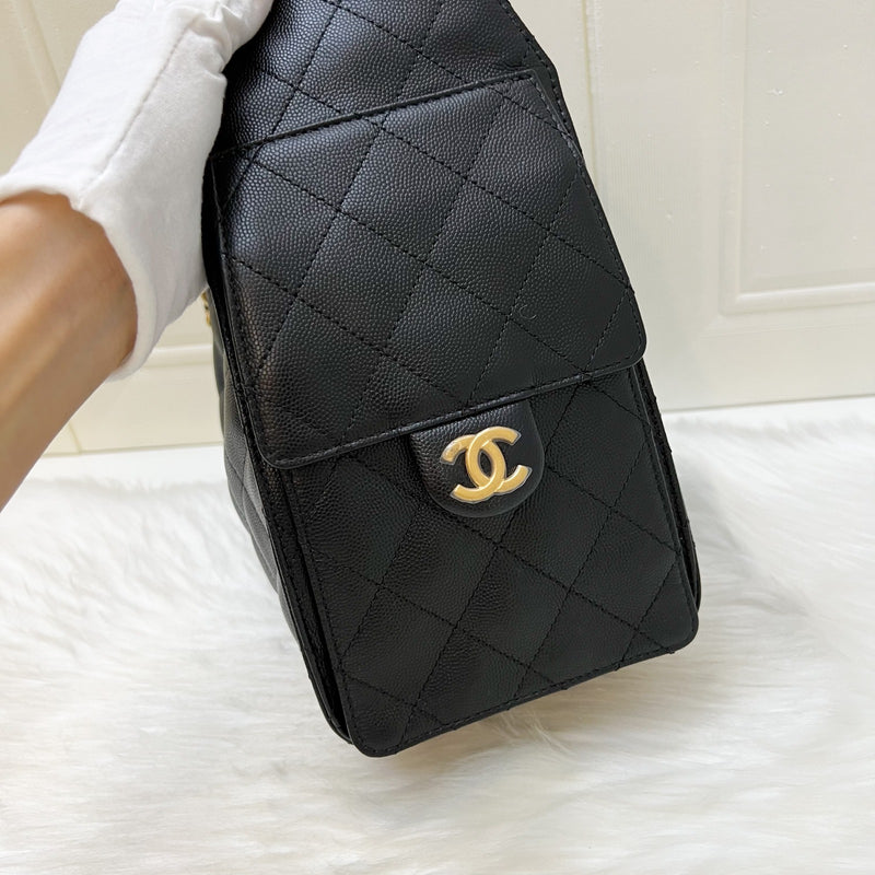 Chanel 25 Small Hobo Bag in Black Caviar and AGHW (Model: AS5293)