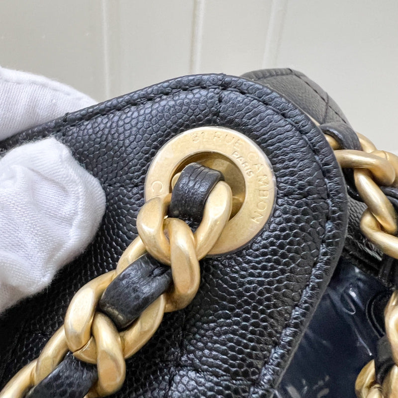 Chanel 25 Small Hobo Bag in Black Caviar and AGHW (Model: AS5293)