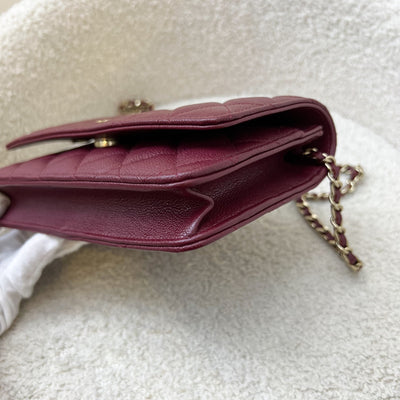 Chanel Classic Wallet on Chain WOC in Burgundy Caviar and LGHW (Model: AP0250)