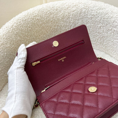 Chanel Classic Wallet on Chain WOC in Burgundy Caviar and LGHW (Model: AP0250)