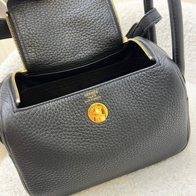 Hermes Mini Lindy in Noir Black Clemence Leather and GHW