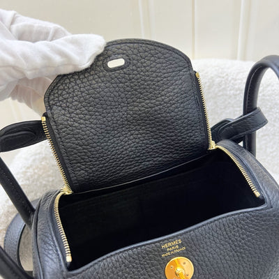 Hermes Mini Lindy in Noir Black Clemence Leather and GHW