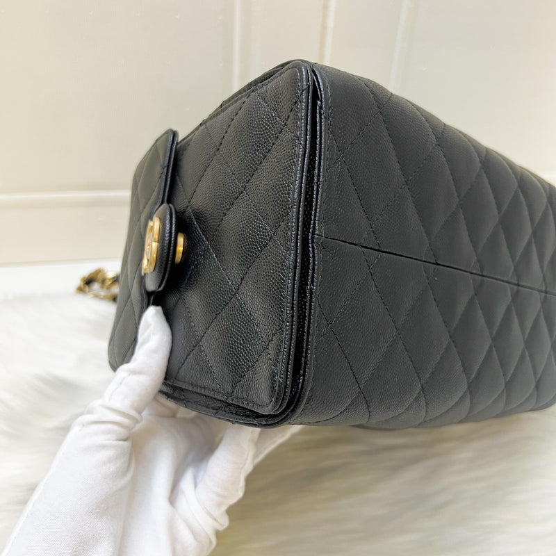Chanel 25 Small Hobo Bag in Black Caviar and AGHW (Model: AS5293)