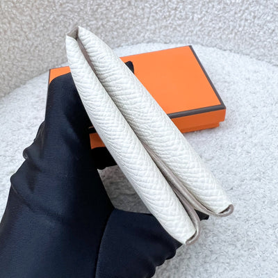 Hermes Calvi Duo Card Holder in Craie Epsom Leather and PHW
