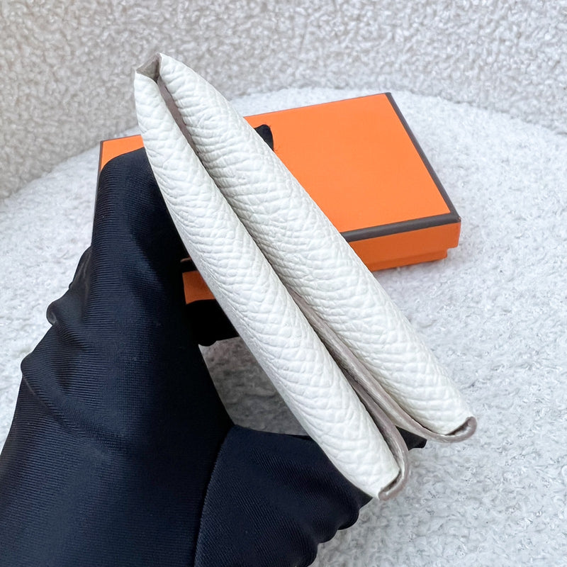 Hermes Calvi Duo Card Holder in Craie Epsom Leather and PHW