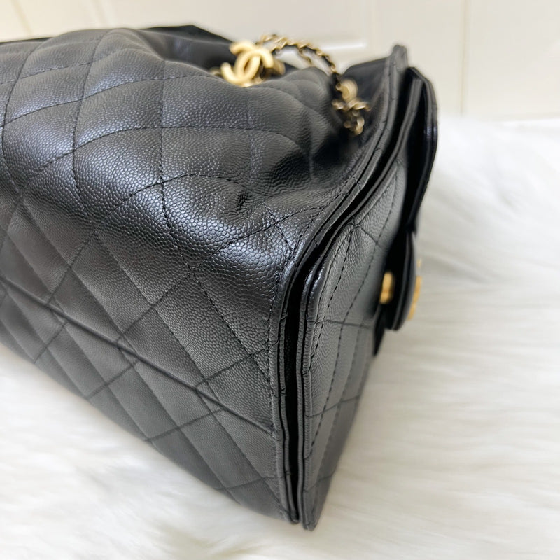 Chanel 25 Small Hobo Bag in Black Caviar and AGHW (Model: AS5293)