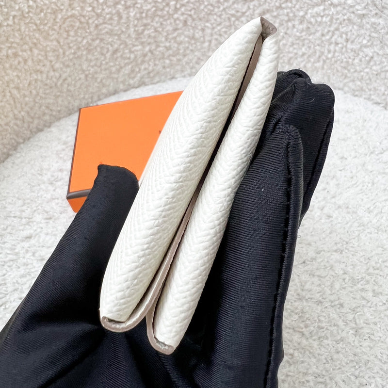 Hermes Calvi Duo Card Holder in Craie Epsom Leather and PHW