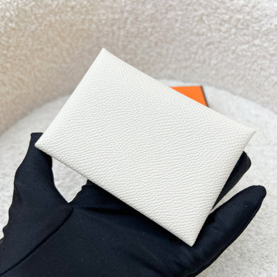 Hermes Calvi Duo Card Holder in Craie Epsom Leather and PHW