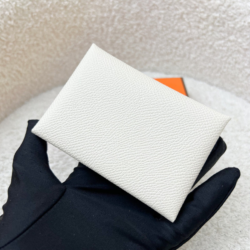 Hermes Calvi Duo Card Holder in Craie Epsom Leather and PHW