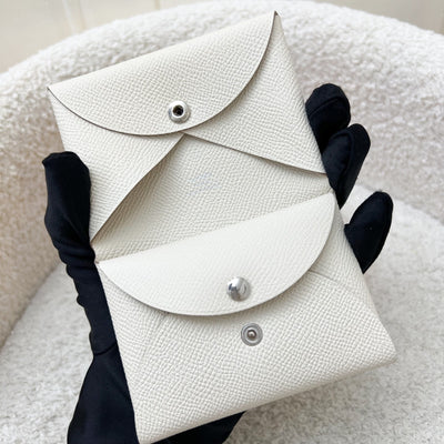 Hermes Calvi Duo Card Holder in Craie Epsom Leather and PHW