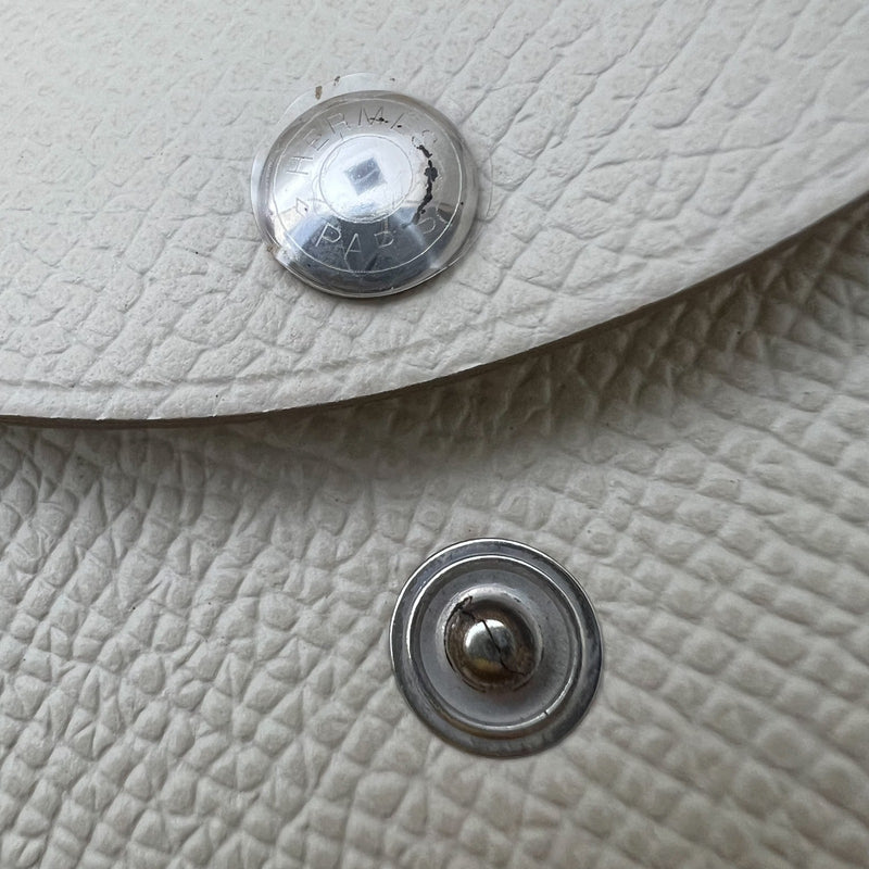 Hermes Calvi Duo Card Holder in Craie Epsom Leather and PHW
